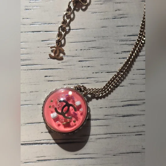 CHANEL Pink CC Confetti Pendant Necklace! - Picture 8 of 14